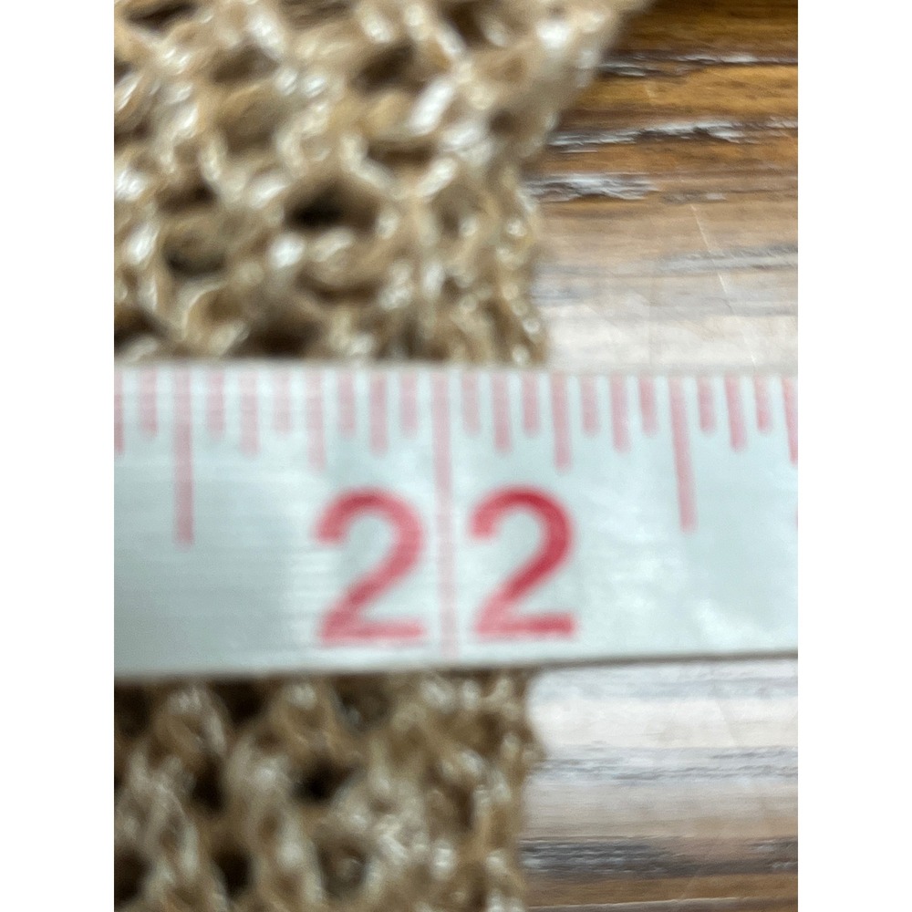 MINNIE ROSE Gold Mesh Sweater Sz L Metallic Tan Crochet Knit Hampton Boho Beachy - Picture 11 of 13